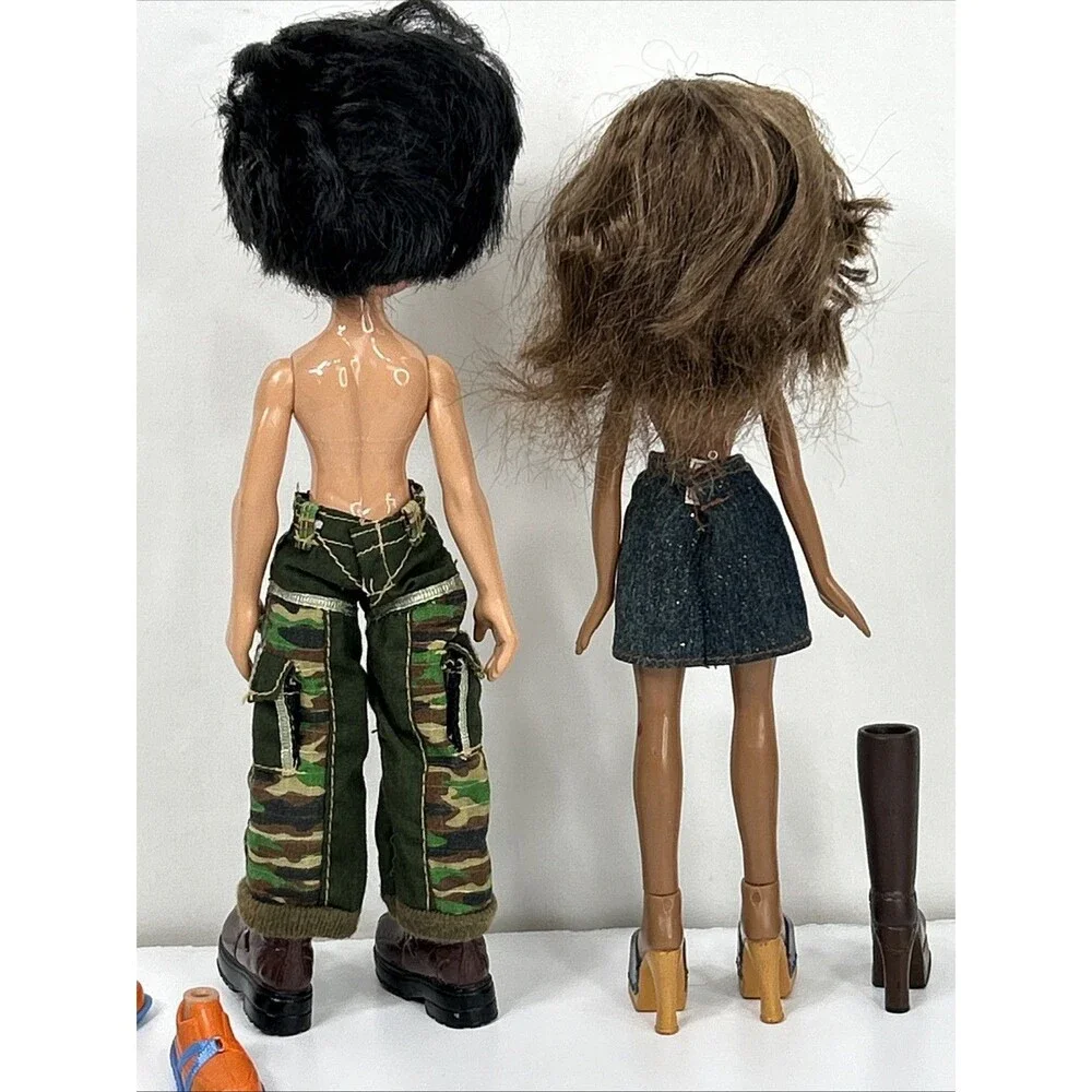 Bratz Doll Sasha Funk N Glow Boyz Cade Brown Lips Glitter Purse Shoes